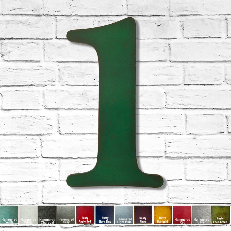 Number 1 - Metal Wall Art Home Decor - Made in the USA - Choose 10", 12" or 16" Tall - Choose your Patina Color! Choose any letter - Free Ship