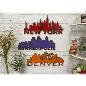 New York Skyline - Metal Wall Art Home Decor - Made in the USA - Choose 23", 30" or 40" Wide - Choose your Patina Color - Hanging Cityscape - Free Ship