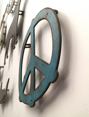 Peace Symbol - Metal Wall Art Home Decor - Handmade in the USA - Choose 7.5", 12",  or 17"  Choose your Patina Color - Free Ship