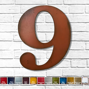 Number 9 - Metal Wall Art Home Decor - Made in the USA - Choose 10", 12" or 16" Tall - Choose your Patina Color! Choose any letter - Free Ship