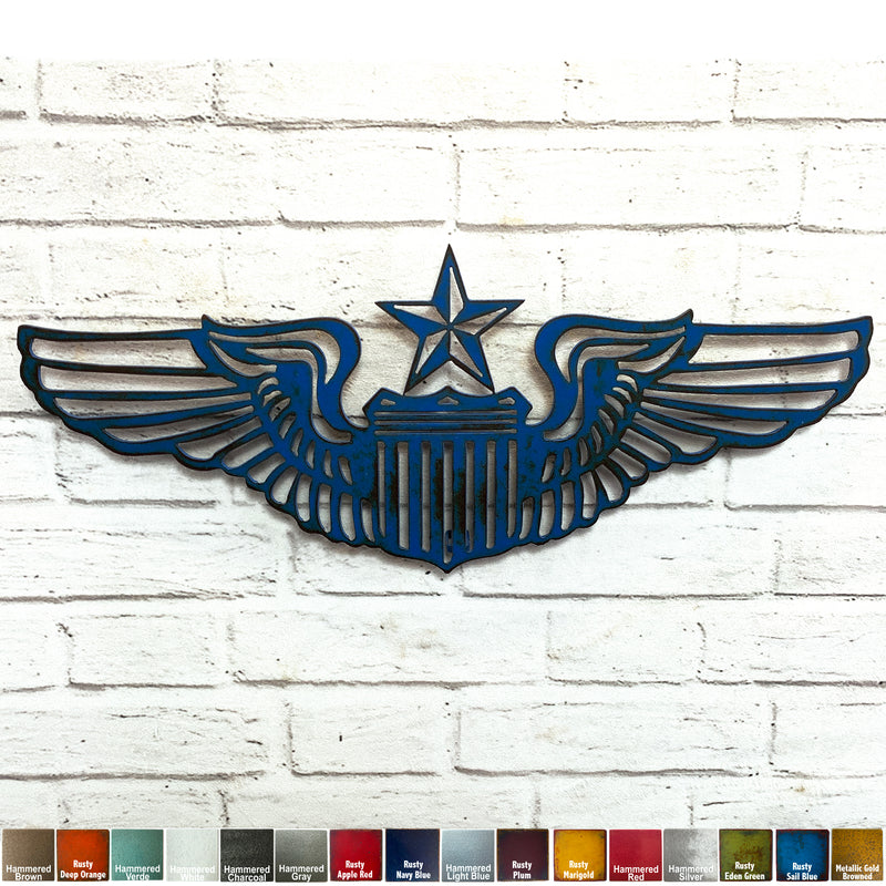 Air Force Wings - Metal Wall Art Home Decor - Handmade in the USA - Choose 21.5