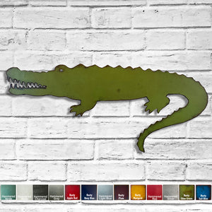 Alligator crocodile metal wall art home decor handmade by Functional Sculpture llc