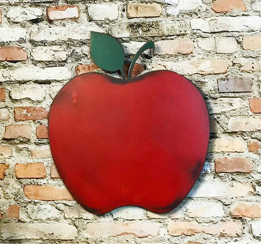 Apple shaped fruit metal wall art home decor handmade by Functional Sculpture llc