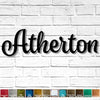 Custom Order - Atherton - Finished in Hammered White - Measures 28.4" wide x 8" tall - Metal Wall Art
