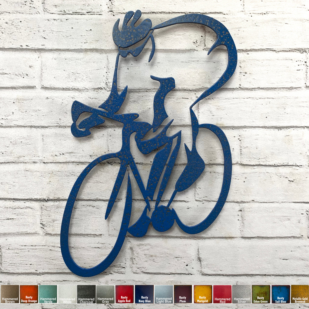 Road Bicycle - Metal Wall Art Home Decor - Handmade in the USA - Choose 14", 17" or 23" Tall - Choose your Patina Color - Free Ship