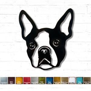Boston Terrier Bust - Metal Wall Art Home Decor - Handmade in the USA - Choose 11", 17" or 23" Tall - Choose your Patina Color - Free Ship