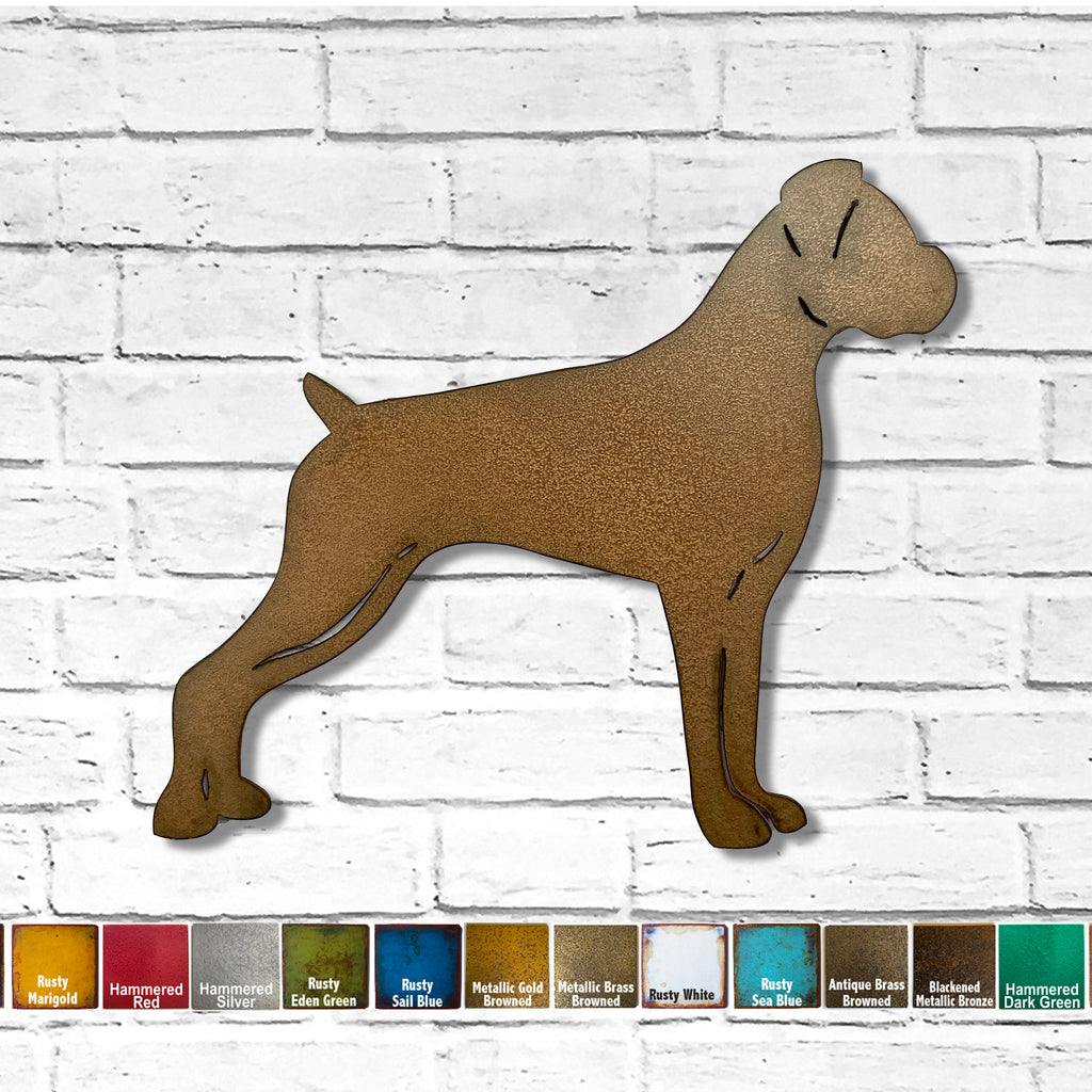 Boxer dog shape metal wall art home decor cutout handmade by Functional Sculpture llc
