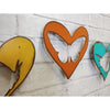 Three (3) Hearts with Butterfly Cutouts - Metal Wall Art Home Decor - Handmade in the USA - 6.5" wide - Choose your Patina Color - Free Ship