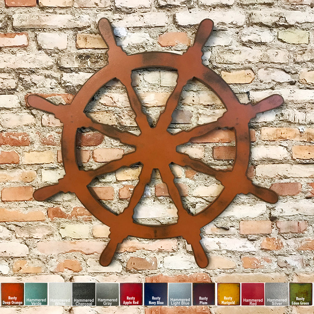 Captain's Wheel - Metal Wall Art Home Decor - Handmade in the USA - Choose 11", 17" or 23" - Choose your Patina Color - Free Ship