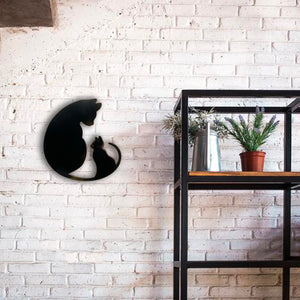 Cat with Kitten - Metal Wall Art Home Decor - Handmade in the USA - Choose 11", 17" or 24" Wide Choose your Patina Color - Free Ship