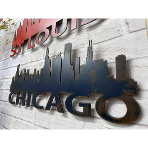 Chicago Skyline - Metal Wall Art Home Decor - Made in the USA - Choose 23", 30" or 40" Wide - Choose your Patina Color - Hanging Cityscape - Free Ship