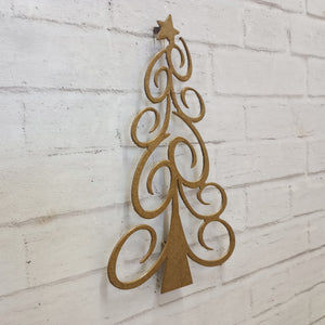 Christmas Tree - Swirly - Metal Wall Art Home Decor - Made in the USA - Choose 12", 18", or 24" Tall - Choose your Patina Color