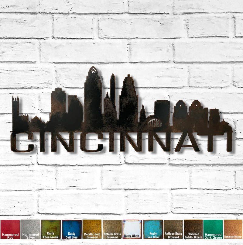 Cincinnati Skyline - Metal Wall Art Home Decor - Made in the USA - Choose 23
