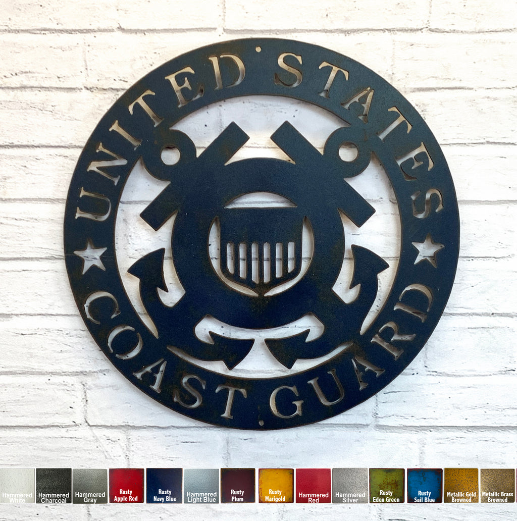Coast Guard Symbol - Metal Wall Art Home Decor - Handmade in the USA - Choose 17" or 23" Wide, Choose your Patina Color - Free Ship