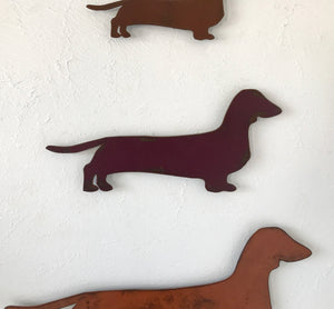 Dachshund dog shaped metal wall art home decor handmade by Functional Sculpture llc