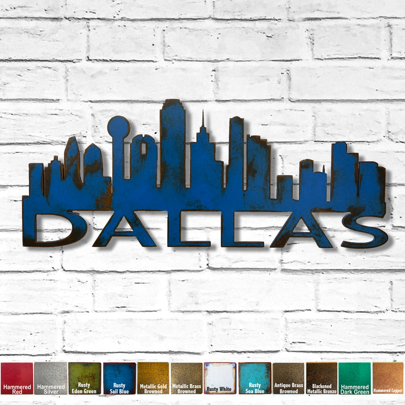 Dallas Skyline - Metal Wall Art Home Decor - Made in the USA - Choose 23