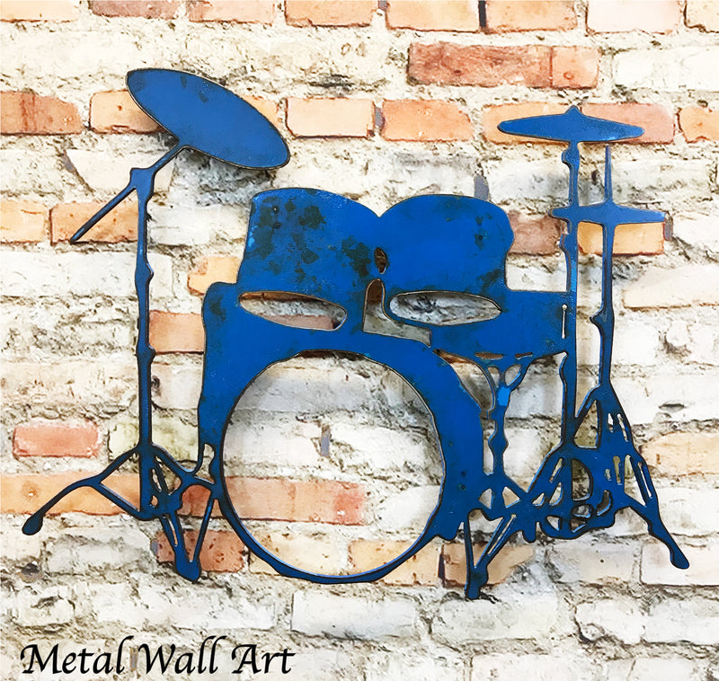 Drum set shaped metal wall art home decor cutout handmade by Functional Sculpture llc