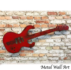 Electric Guitar shaped metal wall art home decor cutout handmade by Functional Sculpture llc