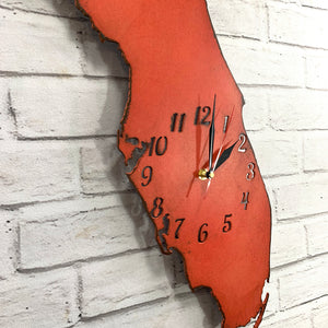 Florida Metal Wall Art Clock - Italic Numbers -  Home Decor - Handmade in the USA - Choose 16" or 22" wide, Choose your Patina Color - Free Ship