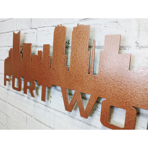 Fort Worth Skyline - Metal Wall Art Home Decor - Made in the USA - Choose 23", 30" or 40" Wide - Choose your Patina Color - Hanging Cityscape - Free Ship