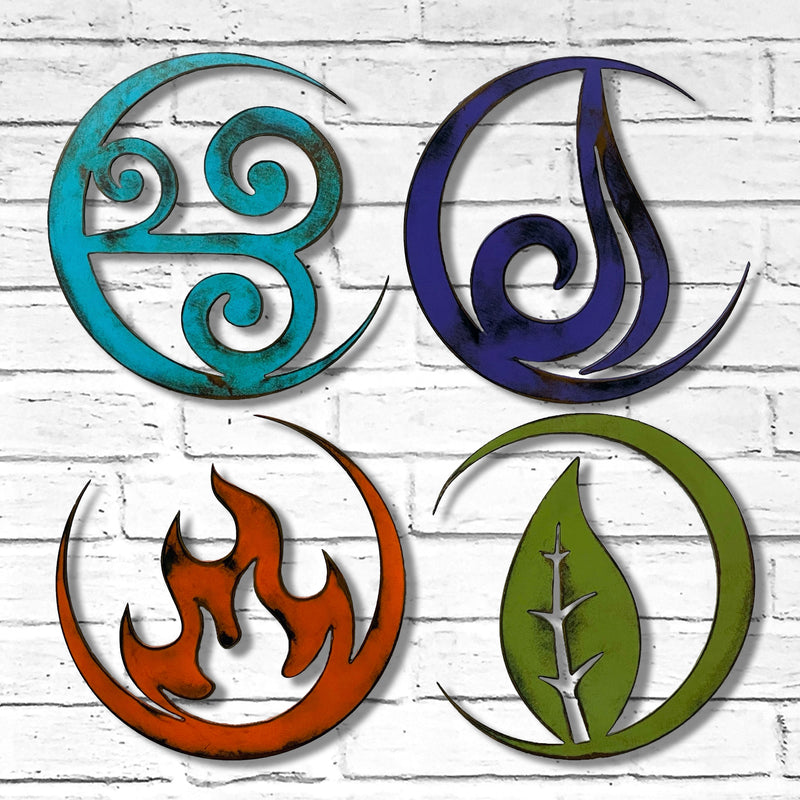 The Four Elements -  Set of Four - Metal Wall Art Home Decor - Handmade in the USA - Choose 12