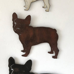French Bulldog - Metal Wall Art Home Decor - Handmade in the USA - Choose 11", 17" or 23" Wide - Choose your Patina Color - Free Ship