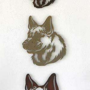 German Shepherd Bust - Metal Wall Art Home Decor - Handmade in the USA - Choose 11", 17" or 23" Tall - Choose your Patina Color - Free Ship