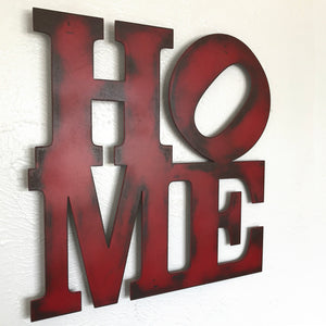 HOME sign - Metal Wall Art Home Decor - Handmade in the USA - Choose 9", 11",  or 17" - Choose your Patina Color - Free Ship