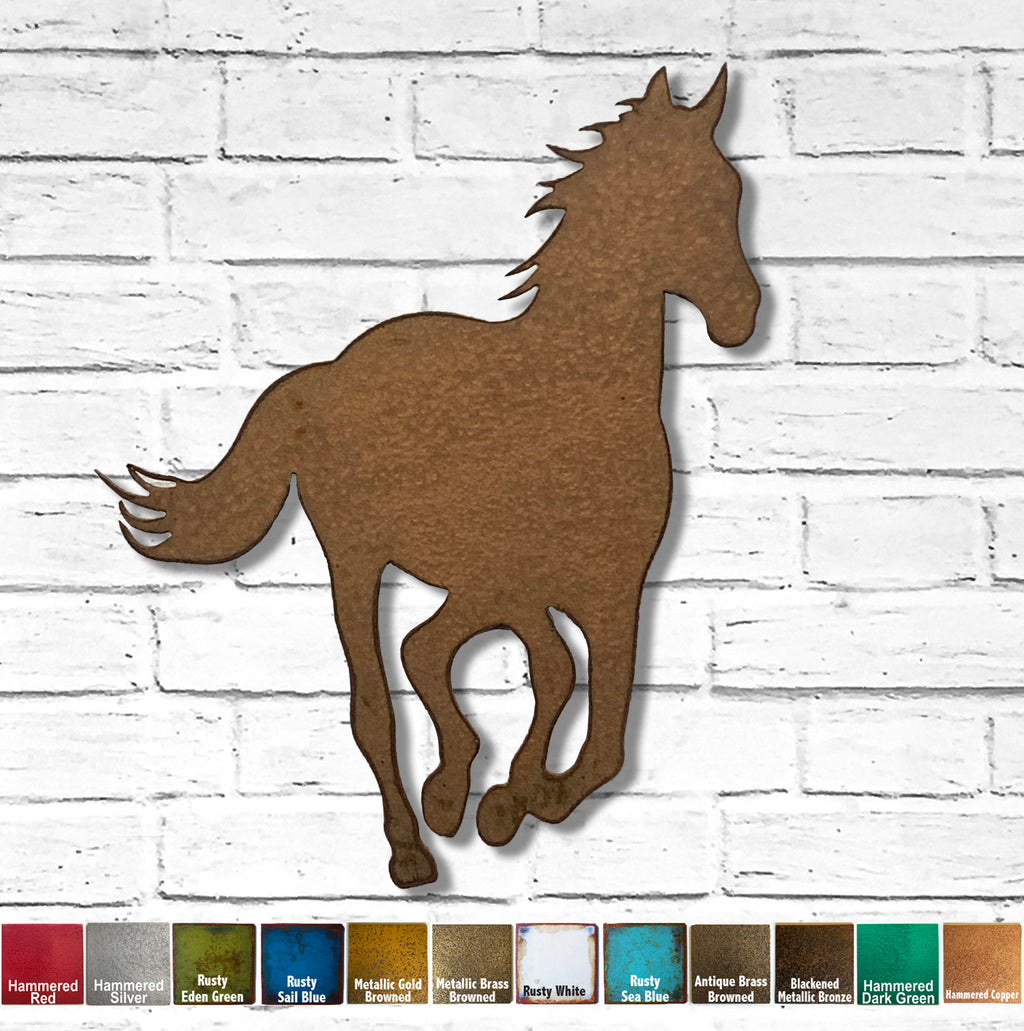 Galloping Horse - Metal Wall Art Home Decor - Handmade in the USA - 33" tall x 26.8" wide - Choose your Patina Color - Free Ship