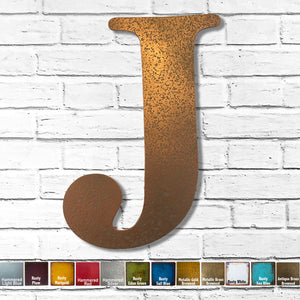 Letter J - Metal Wall Art Home Decor - Made in the USA - Choose 10", 12" or 16" Tall - Choose your Patina Color! Choose any letter - Free Ship