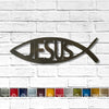 Jesus fish with text symbol metal wall art home decor handmade by Functional Sculpture llc