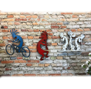 Kokopelli on Bicycle - Metal Wall Art Home Decor - Handmade in the USA - Choose 12", 17" or 23" Tall - Choose your Patina Color - Free Ship