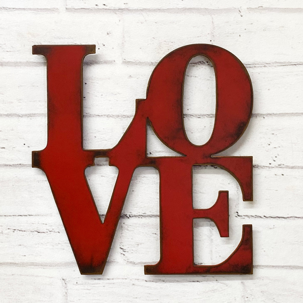 LOVE sign - Metal Wall Art Home Decor - Handmade in the USA - Choose 9", 11",  or 17" tall - Choose your Patina Color - Free Ship