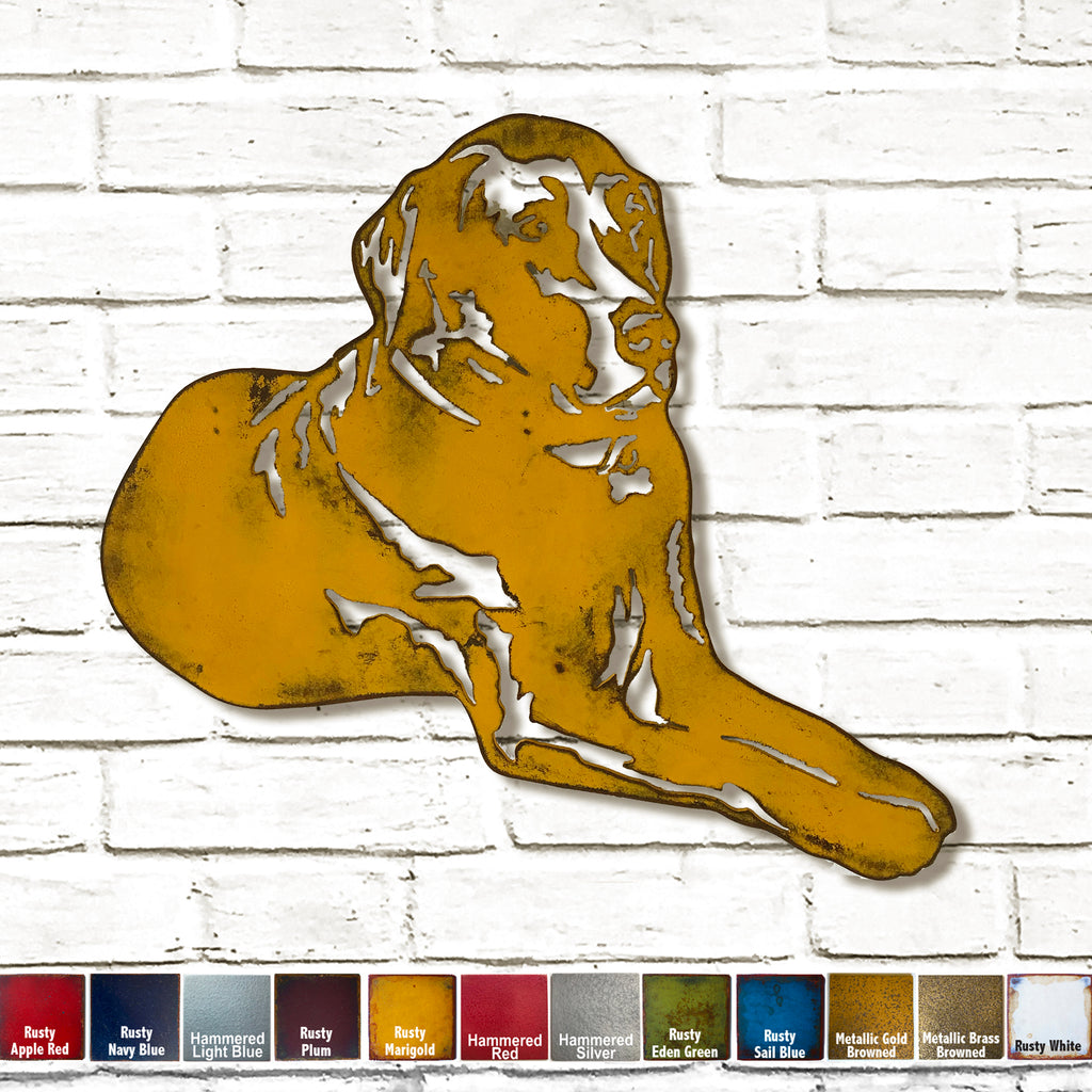 Labrador retriever laying dog shaped metal wall art home decor handmade by Functional Sculpture llc