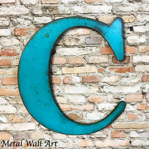 alphabet letter c metal wall art home decor cutout handmade by Functional Sculpture llc