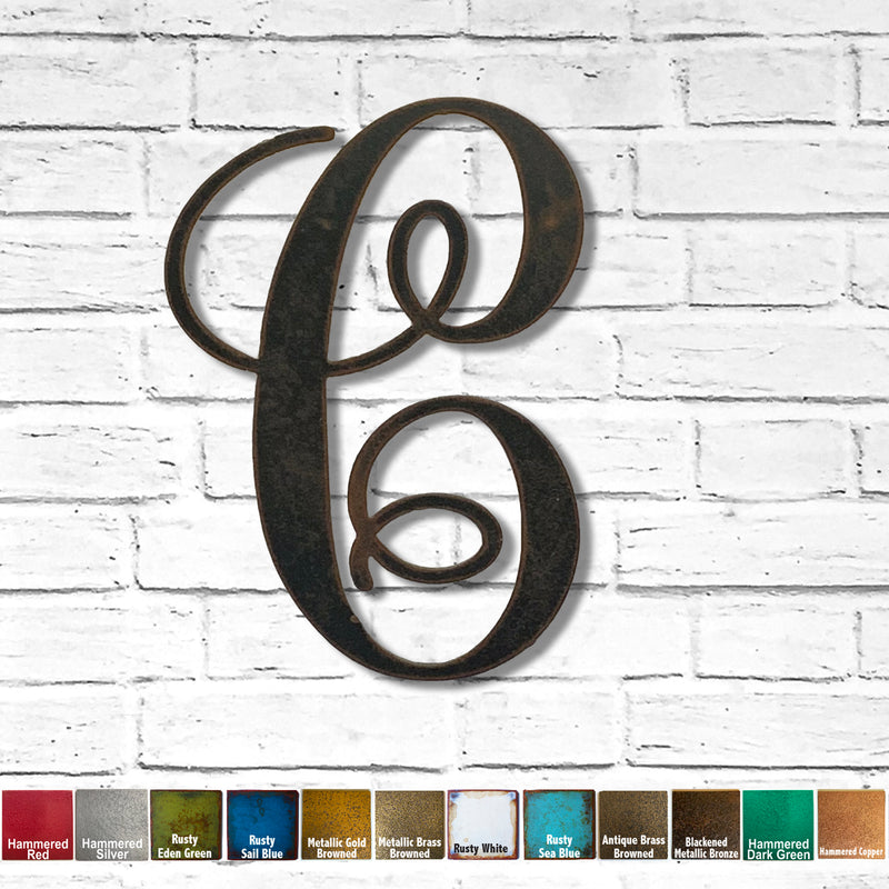 Letter C - Monogram Font - Metal Wall Art Home Decor - Made in USA - Choose 8