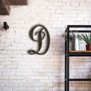 Letter D - Monogram Font - Metal Wall Art Home Decor - Made in USA - Choose 8", 12" or 16" Tall - Choose Patina Color! Choose any letter FREE SHIP