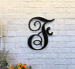 Letter F - Monogram Font - Metal Wall Art Home Decor - Made in USA - 8", 12" or 16" Tall - Choose your Patina Color! Choose any letter FREE SHIP