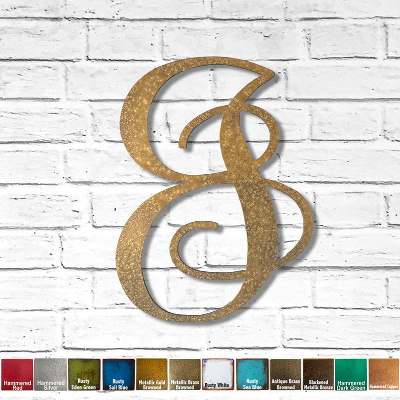 Letter J - Monogram Font - Metal Wall Art Home Decor - Made in USA - 8
