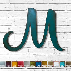 Letter M - Karlie Font - Metal Wall Art Home Decor - Made in USA - Choose 8", 12" or 16" Tall - Choose Patina Color! Choose any letter FREE SHIP
