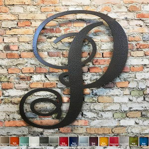 monogram letter p metal wall art home decor cutout handmade by Functional Sculpture llc