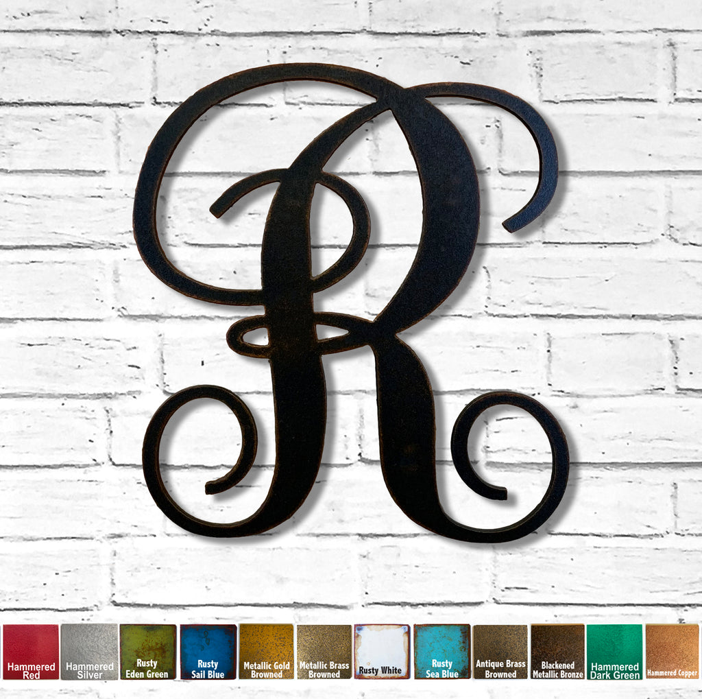 Letter R - Monogram Font - Metal Wall Art Home Decor - Made in USA - 8", 12" or 16" Tall - Choose your Patina Color! Choose any letter FREE SHIP