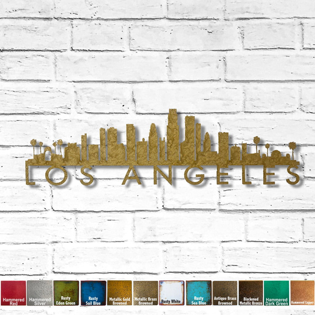 Los Angeles Skyline - Metal Wall Art Home Decor - Made in the USA - Choose 23", 30" or 40" Wide - Choose your Patina Color - Hanging Cityscape - Free Ship
