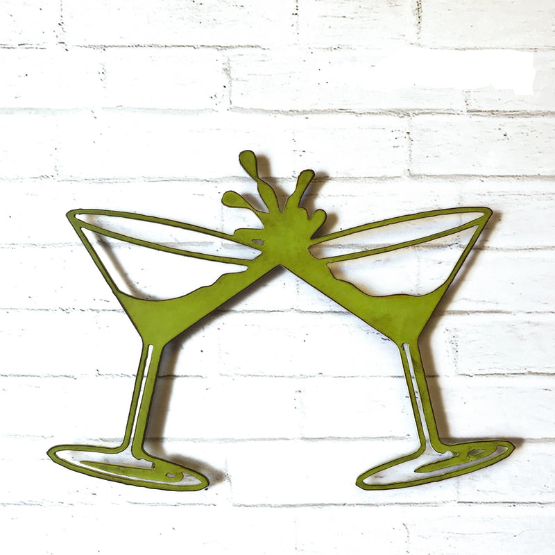 martini glasses shaped metal wall art home decor cutout handmade by Functional Sculpture llc