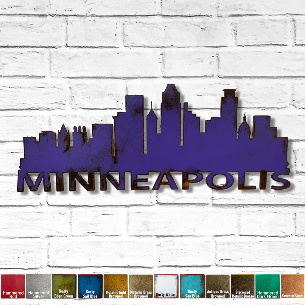 Minneapolis Skyline - Metal Wall Art Home Decor - Made in the USA - Choose 23", 30" or 40" Wide - Choose your Patina Color - Hanging Cityscape - Free Ship