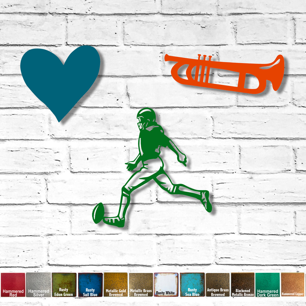 Custom Order - 18" Football Player, 12" Heart and 18" Trumpet - Metal Wall Art Home Decor