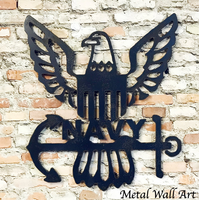 United States Navy symbol metal wall art home decor cutout handmade by Functional Sculpture llc