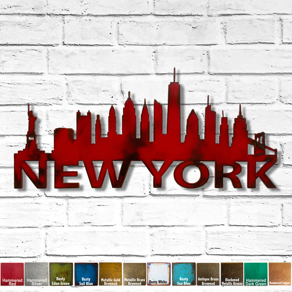 New York Skyline - Metal Wall Art Home Decor - Made in the USA - Choose 23", 30" or 40" Wide - Choose your Patina Color - Hanging Cityscape - Free Ship