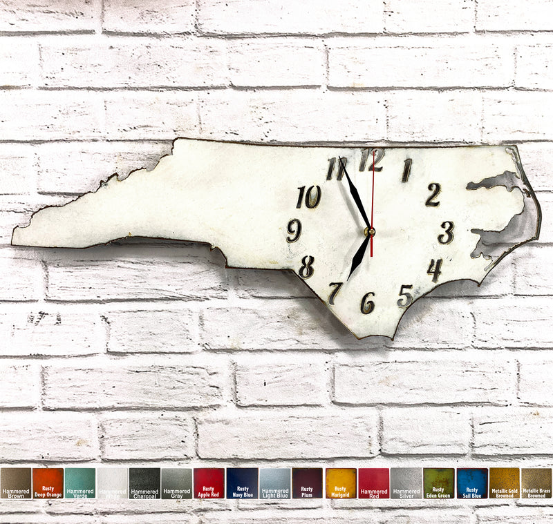 North Carolina metal wall art clock home decor cutout handmade by Functional Sculpture llc