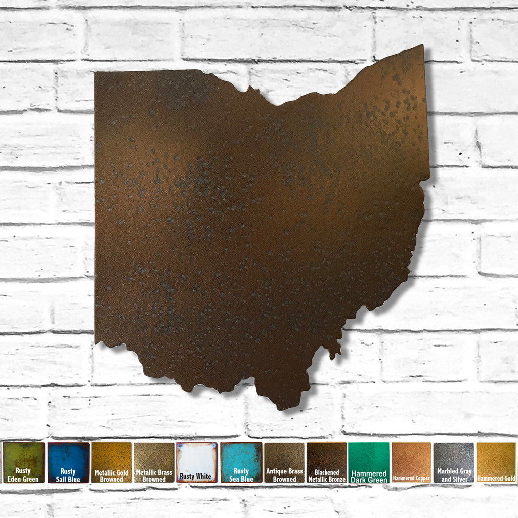Ohio map metal wall art home decor handmade by Functional Sculpture LLC